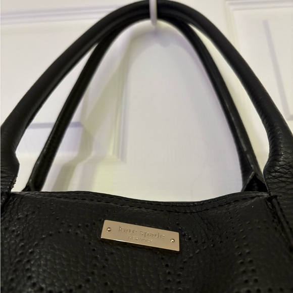 EUC Kate Spade Noel Rue Black Tote Perforated Pebbled Leather Handbag - Picture 5 of 15